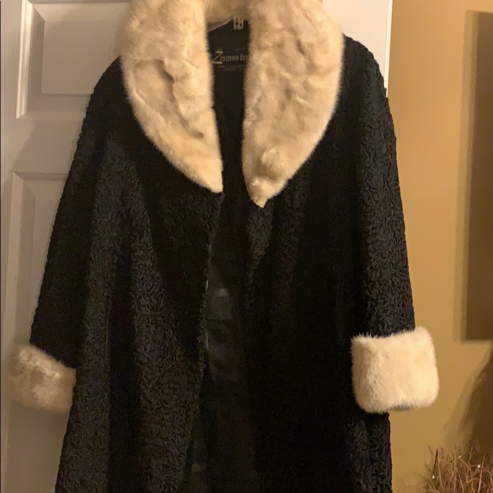 Zimmermans Lamb mink trimmed coat